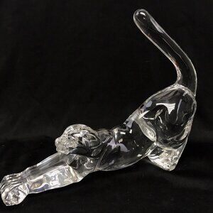 Vintage LENOX Crystal Glass Cat Panther Stretching Figurine 1994 Germany